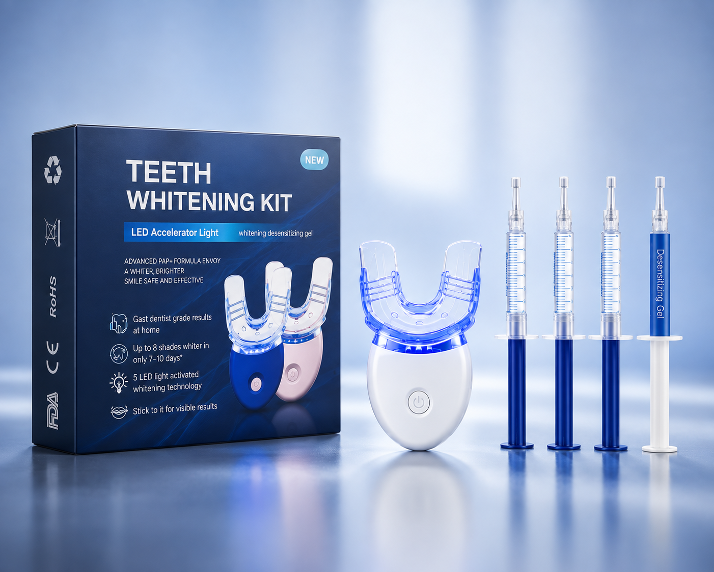 Teeth Whitening Kit with Blue Light Therapy and Gel